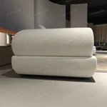 Modern L-Shaped Modular Boucle Sectional Sofa with Inset Marble Side Tables & Rounded Armrest Design